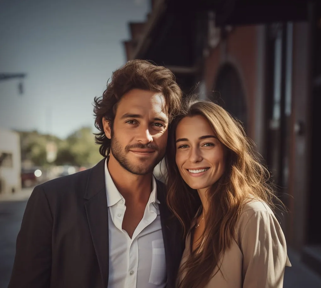 Couple smiling