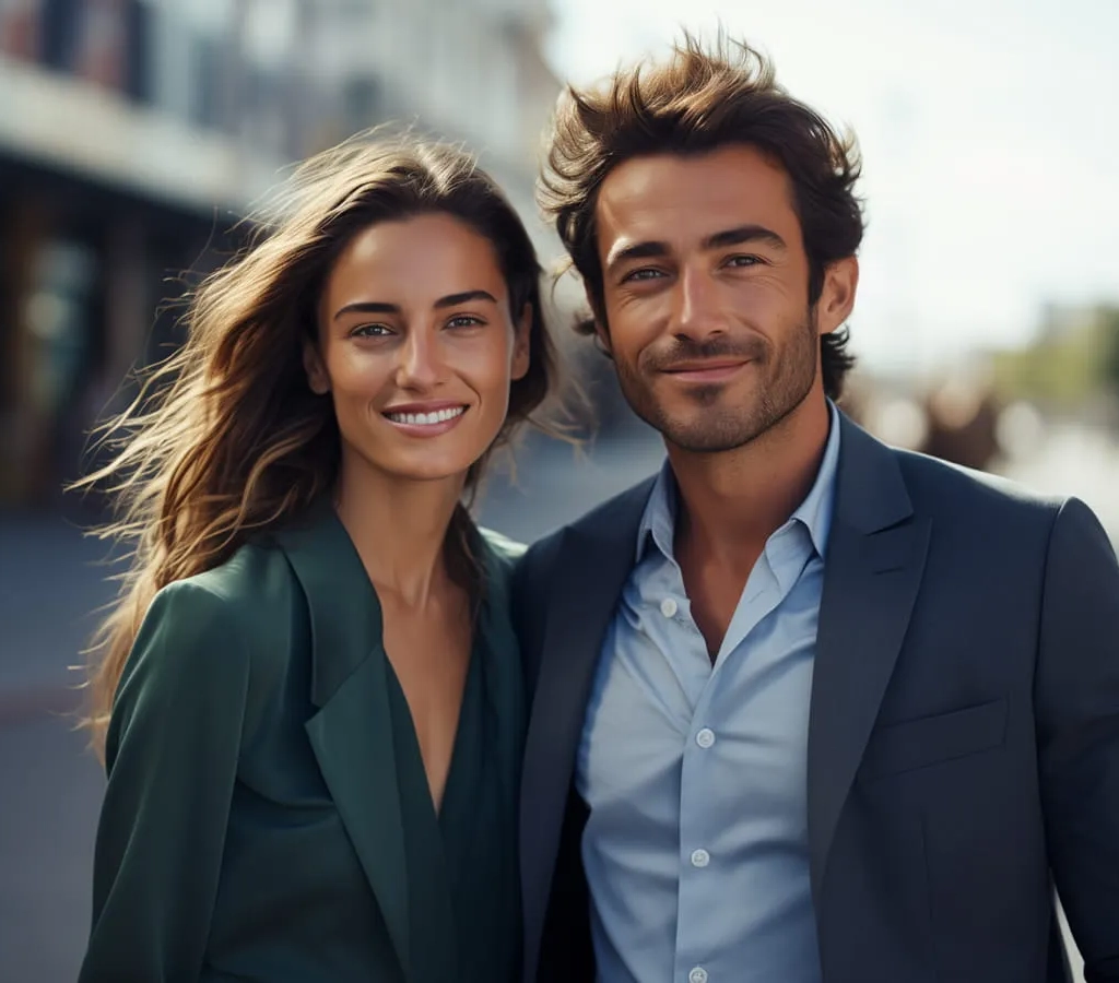 Couple smiling